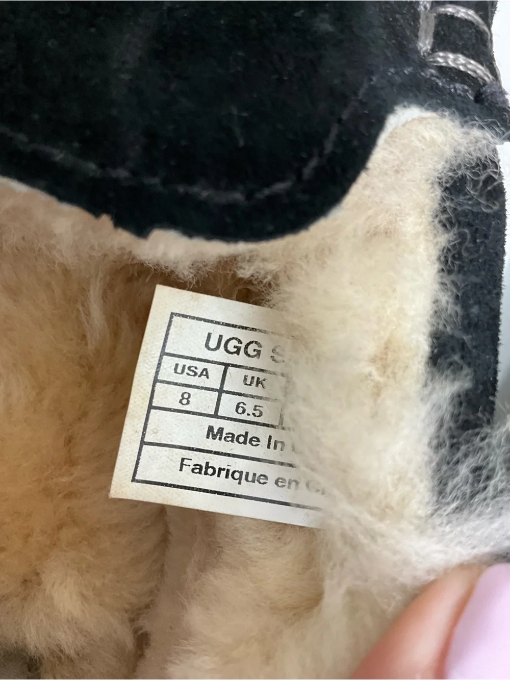 UGG Ansley Black Suede Shearling Lined Slip On Slippers Loafers Size 8
